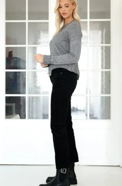 Mixed Brands - Flared velour pant H2741 - Black