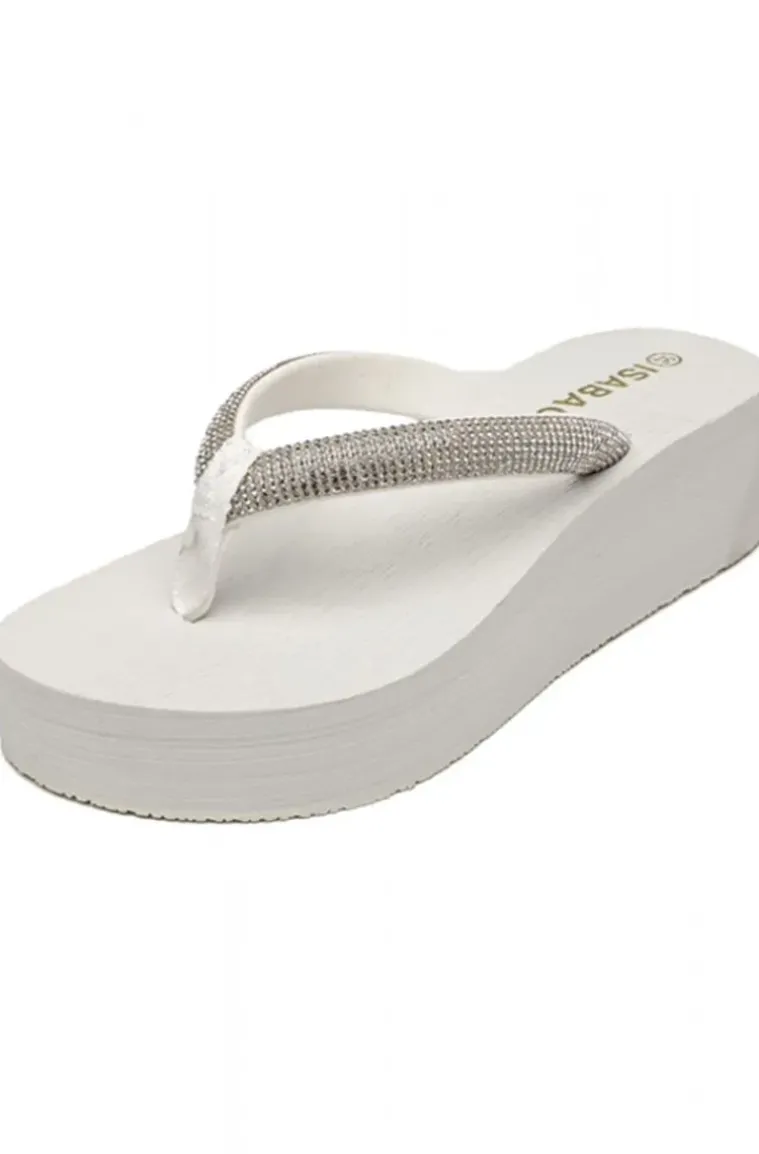 Mixed Brands - Flipflops platform 2508 stones - White