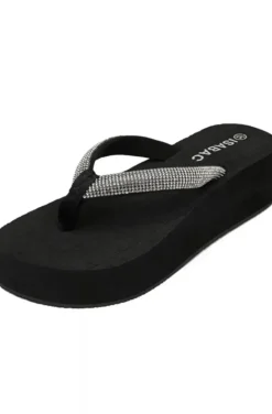 Mixed Brands - Flipflops platform 2508 stones - Black
