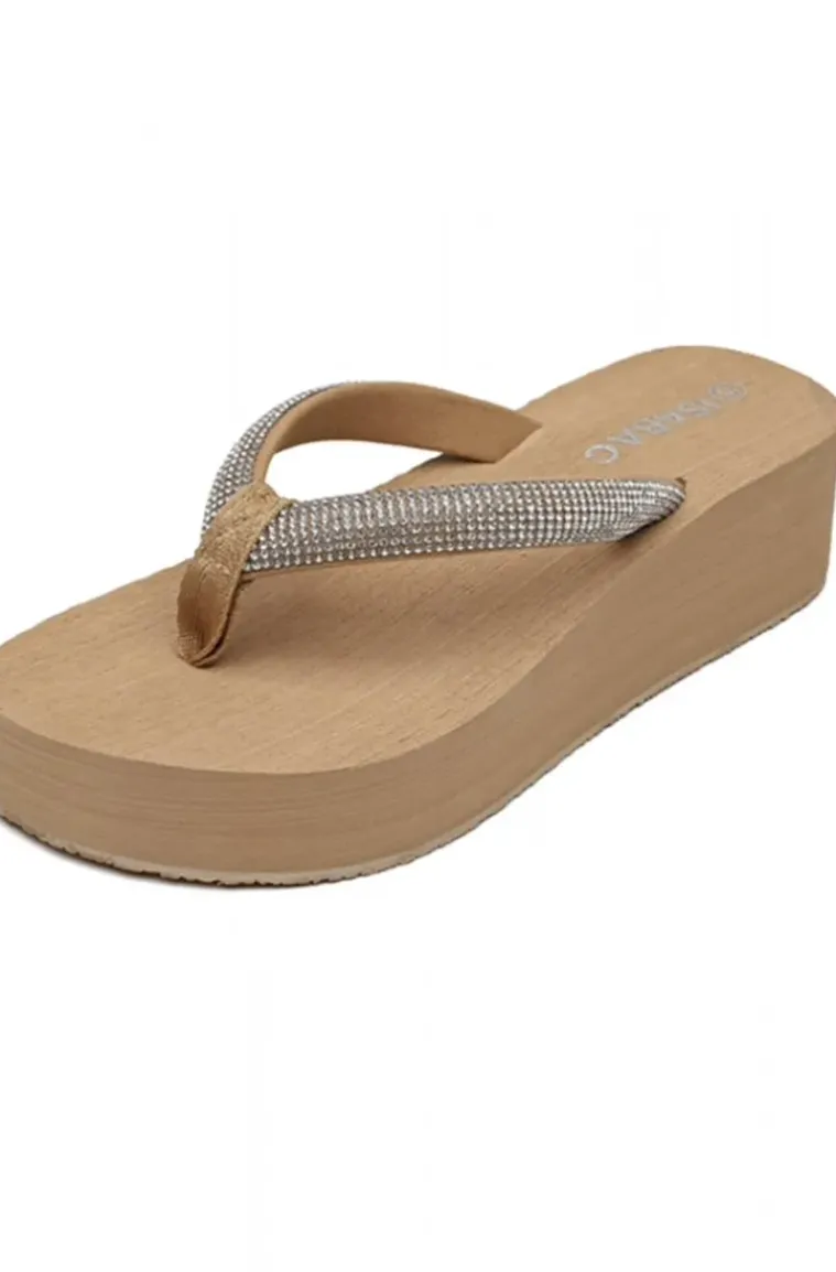 Mixed Brands - Flipflops platform 2508 stones - Khaki
