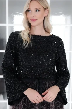 Mixed Brands - Glitter top long sleeves 1660 - Black