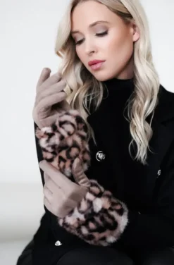 Mixed Brands - Gloves with Faux Fur Leo 12051 - Taupe