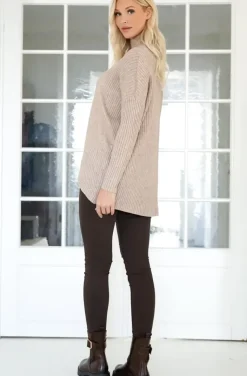 Mixed Brands - Halvpolo knitted sweater 6103 - Fango Chiaro