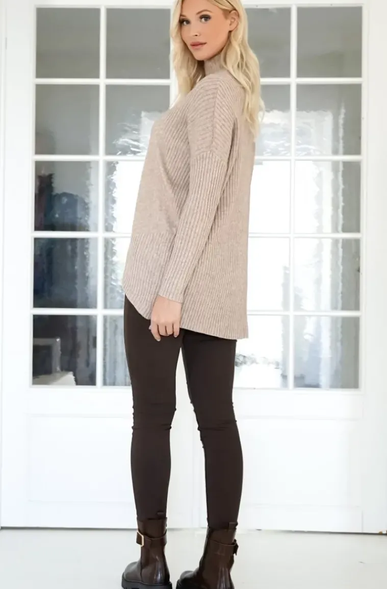 Mixed Brands - Halvpolo knitted sweater 6103 - Fango Chiaro