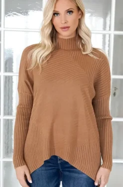 Mixed Brands - Halvpolo knitted sweater 6103 - Camel