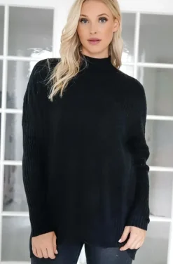 Mixed Brands - Halvpolo knitted sweater 6103 - Black