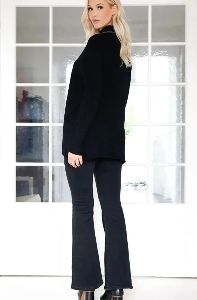 Mixed Brands - Halvpolo knitted sweater 6103 - Black