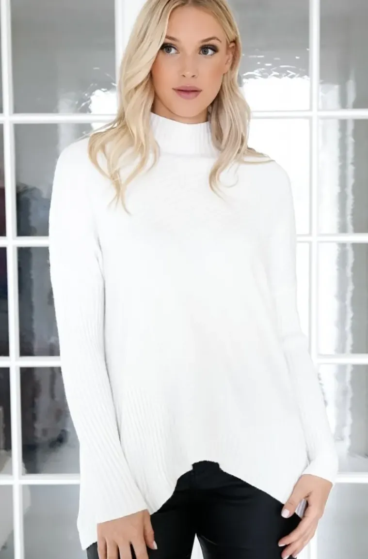Mixed Brands - Halvpolo knitted sweater 6103 - White