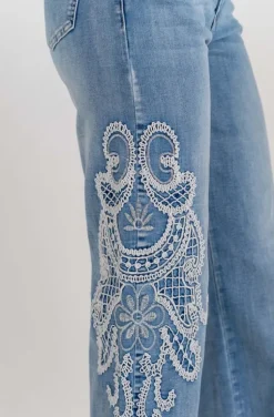 Mixed Brands - Jeans embroidered sides H4512 - Blue