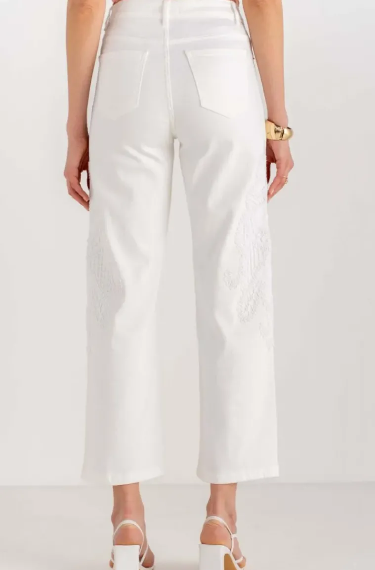 Mixed Brands - Jeans embroidered sides H4512 - White