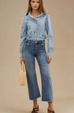 Mixed Brands - Jeans Wide leg with pockets H3529 - Blue