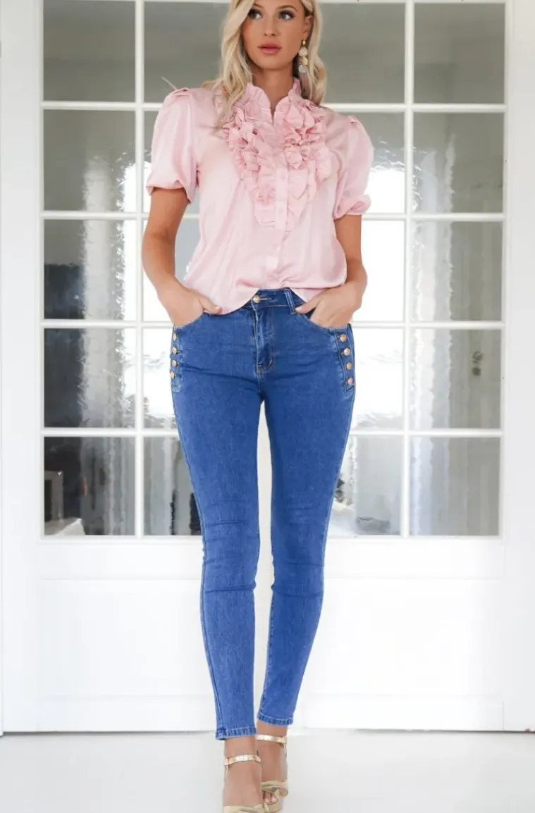 Mixed Brands - Jeans with gold buttons NC198 - Blue