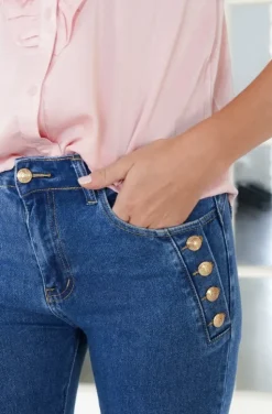 Mixed Brands - Jeans with gold buttons NC198 - Blue