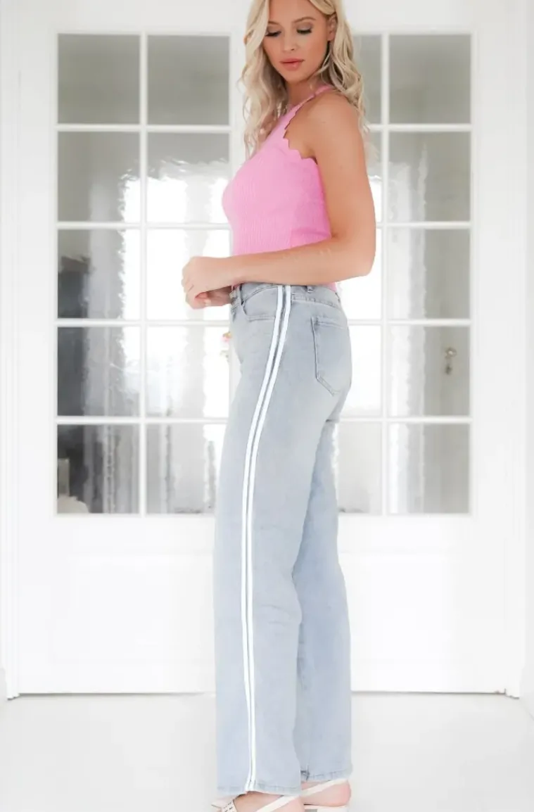 Mixed Brands - Jeans with stripes G2338 - Light Blue