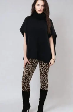 Mixed Brands - Kid Mohair (80%) Rollneck Poncho Sweater - Black