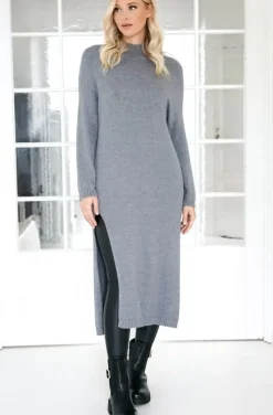 Mixed Brands - Knitted dress with slit 3006 - Grey