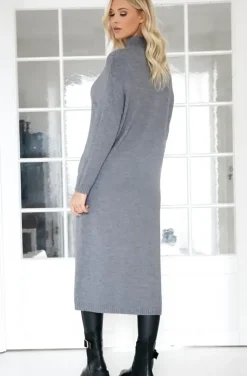 Mixed Brands - Knitted dress with slit 3006 - Grey