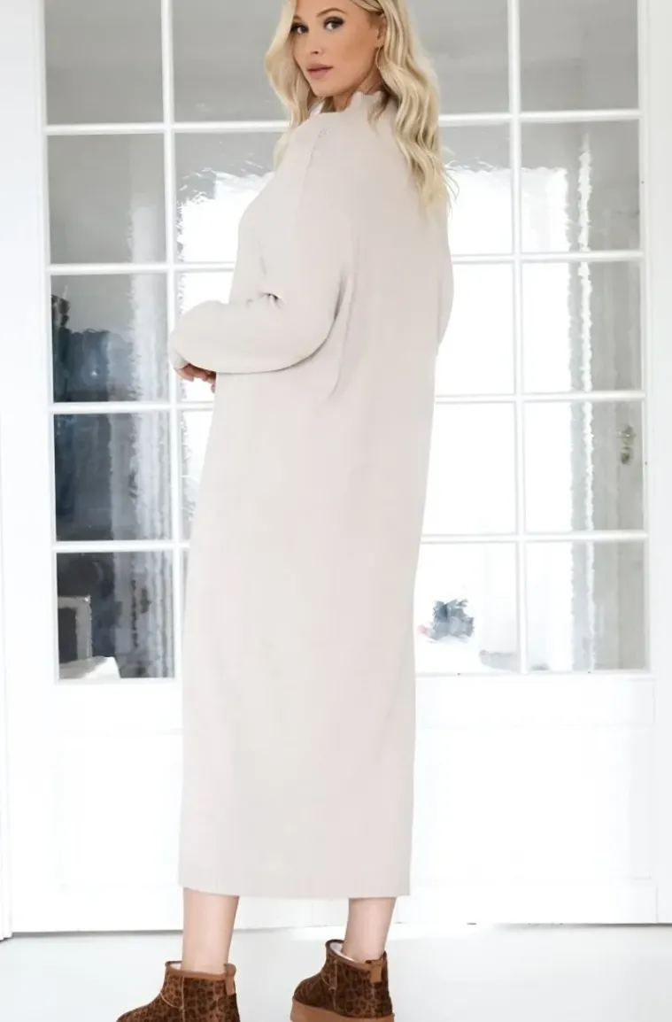 Mixed Brands - Knitted dress with slit 3006 - Beige