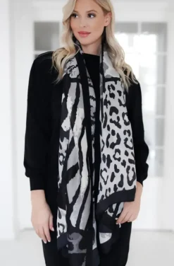 Mixed Brands - Leo/Zebra Scarf Q02 - Black White