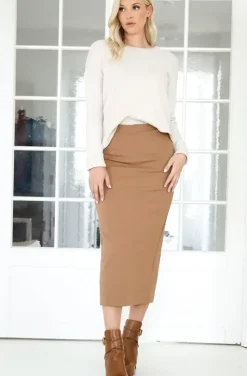 Mixed Brands - Long Pencil Skirt - Camel