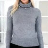 Mixed Brands - Long sleeve Wool Mix Rollneck with buttons 3036 - Grey
