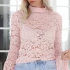 Mixed Brands - Long Sleeve Lace top 1429 - Pink