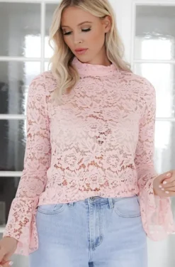 Mixed Brands - Long Sleeve Lace top 1429 - Pink