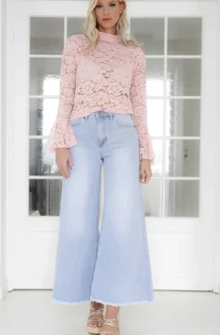 Mixed Brands - Long Sleeve Lace top 1429 - Pink