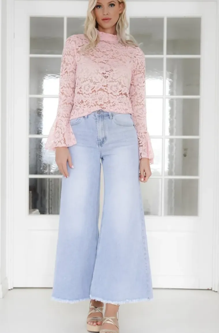 Mixed Brands - Long Sleeve Lace top 1429 - Pink