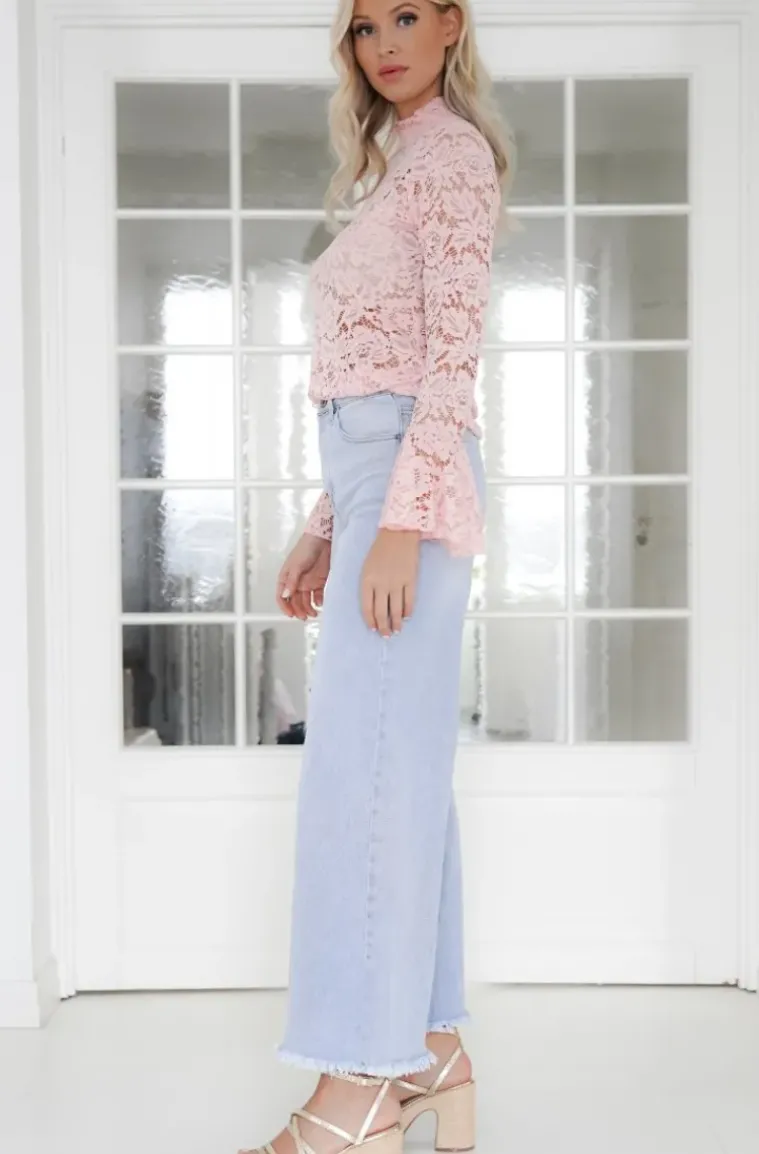 Mixed Brands - Long Sleeve Lace top 1429 - Pink