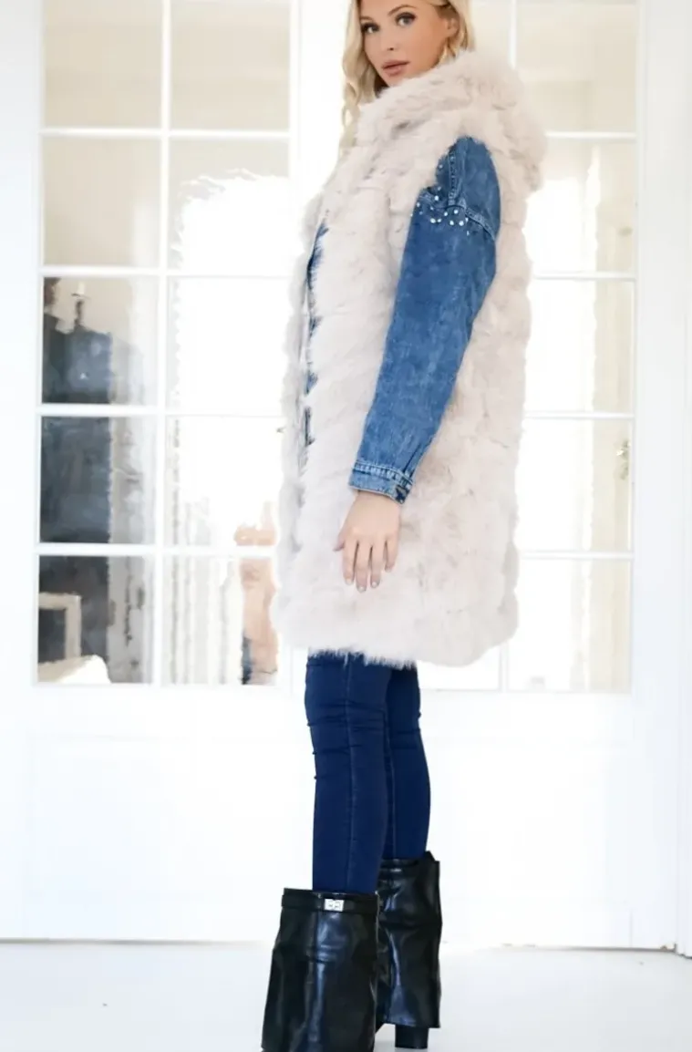 Mixed Brands - Longer Vest Fake Fur F40814 - Beige