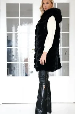 Mixed Brands - Longer Vest Fake Fur F40814 - Black