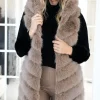 Mixed Brands - Longer Vest Fake Fur F40814 - Taupe
