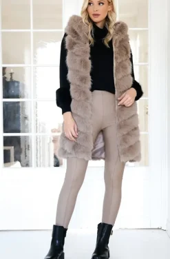 Mixed Brands - Longer Vest Fake Fur F40814 - Taupe