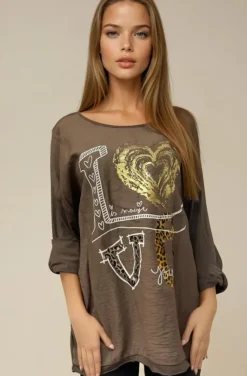 Mixed Brands - Love top 75109 - Chocolate