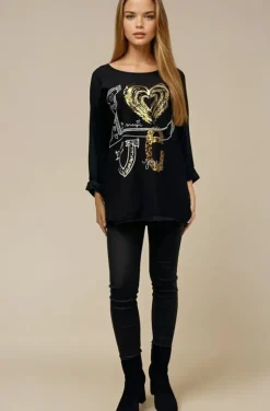 Mixed Brands - Love top 75109 - Black