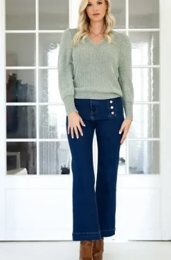 Mixed Brands - Lurex Balloon sleeve sweater - Green Bottle