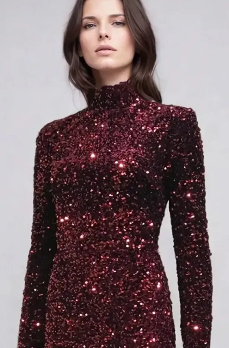 Mixed Brands - Maxi dress Sequins 23319 - Bordeaux