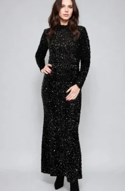 Mixed Brands - Maxi dress Sequins 23319 - Black