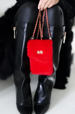 Mixed Brands - Mobile Bag Faux Fur 0808 - Red