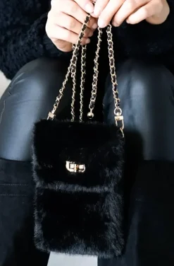 Mixed Brands - Mobile Bag Faux Fur 0808 - Black