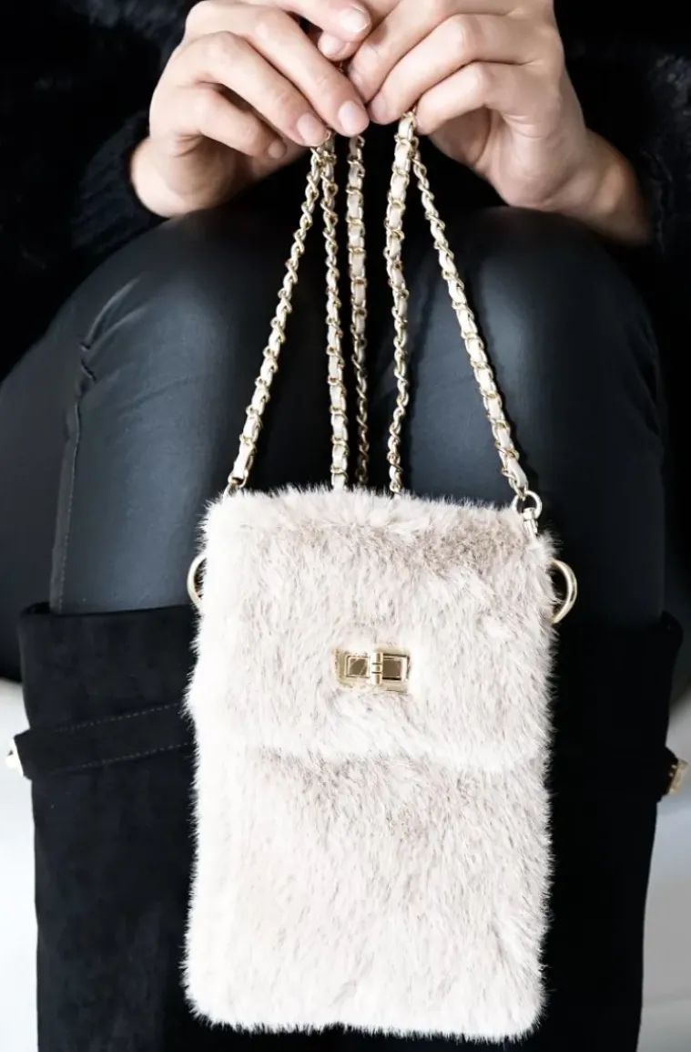 Mixed Brands - Mobile Bag Faux Fur 0808 - Beige