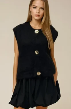 Mixed Brands - Mohair Sweater three buttons 28012 - Black