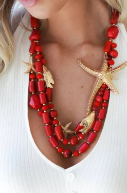 Mixed Brands - Necklace large seastar 666-1400 - Red