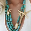 Mixed Brands - Necklace large seastar 666-1400 - Turqouise