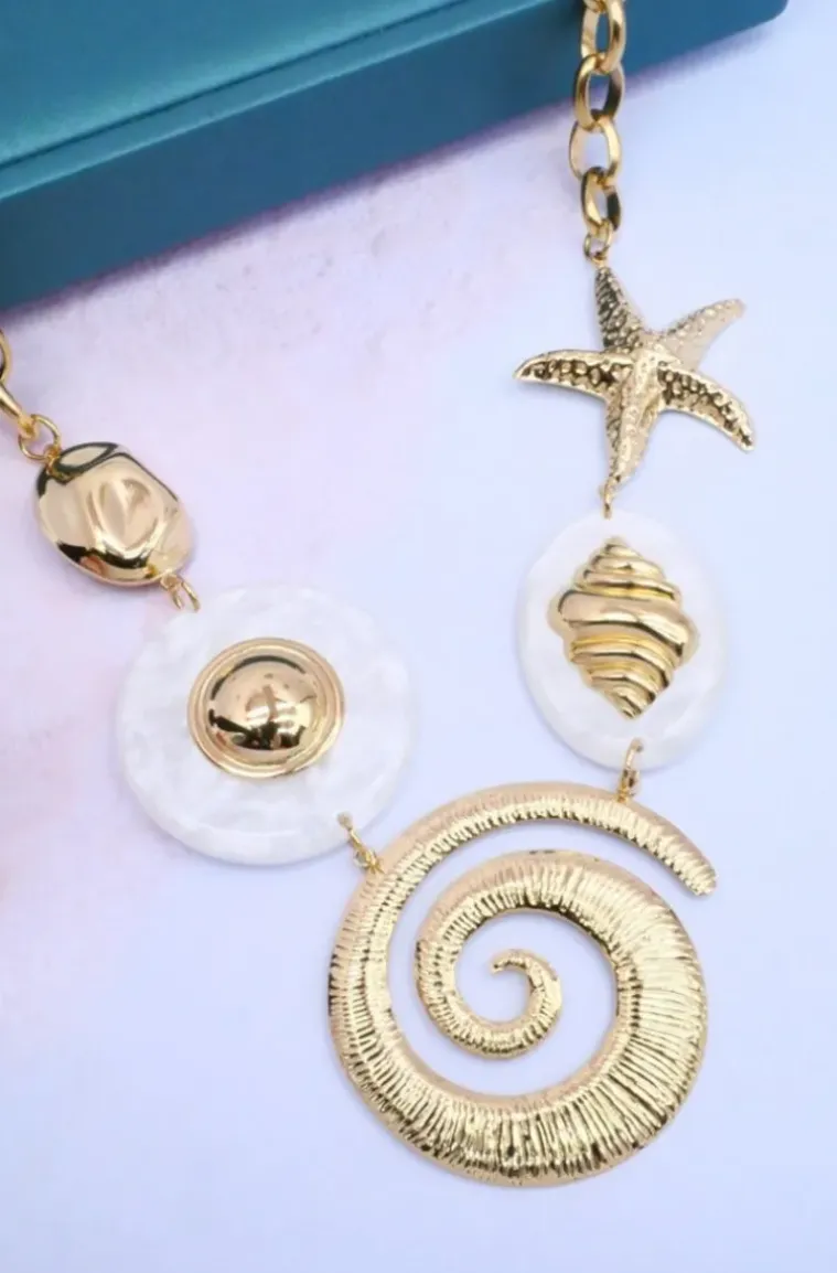Mixed Brands - Necklace with seashells H1110 - Gold