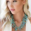 Mixed Brands - Necklace with gold corals 666-1400 - Turqouise