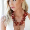 Mixed Brands - Necklace with gold corals 666-1400 - Red
