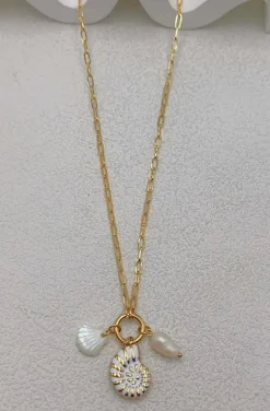 Mixed Brands - Necklace with Shell and Pearl DDCO061 - Gold