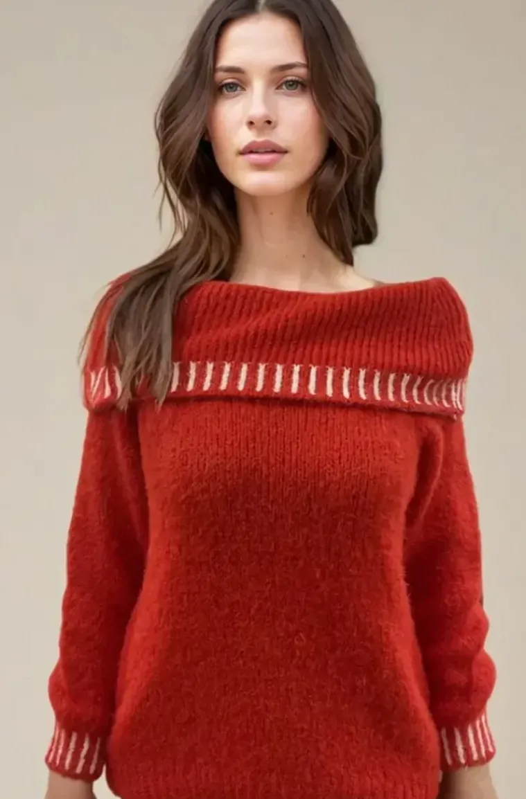 Mixed Brands - Offshoulder sweater 3004 - Red